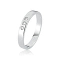 Anillo de plata de ley 925 con banda lisa y tres circonitas blancas + caja