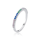 Juego de anillos de plata con circonitas de colores