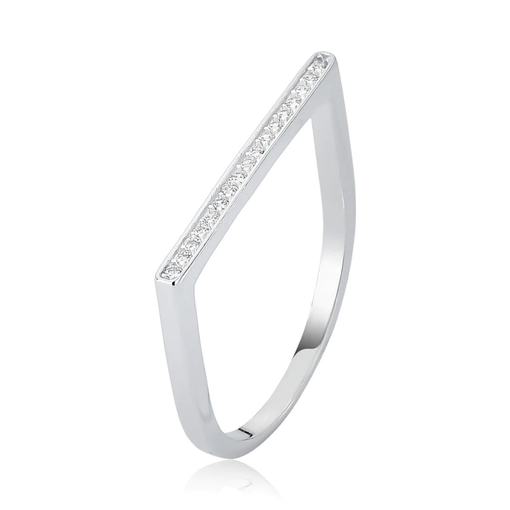 Anillo cuadrado de plata con engaste pavé