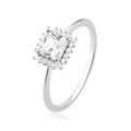 Anillo de plata con engaste de piedra de circonita cúbica cuadrada blanca