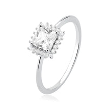Anillo de plata con engaste de piedra de circonita cúbica cuadrada blanca