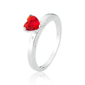 Anillo solitario de plata rojo Tú y Yo