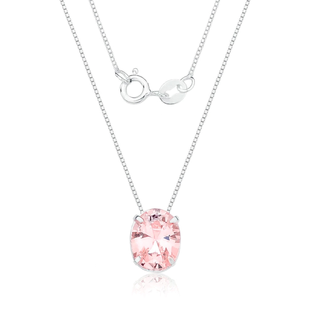 Collar de plata de ley 925 con circonitas ovaladas, 45 cm