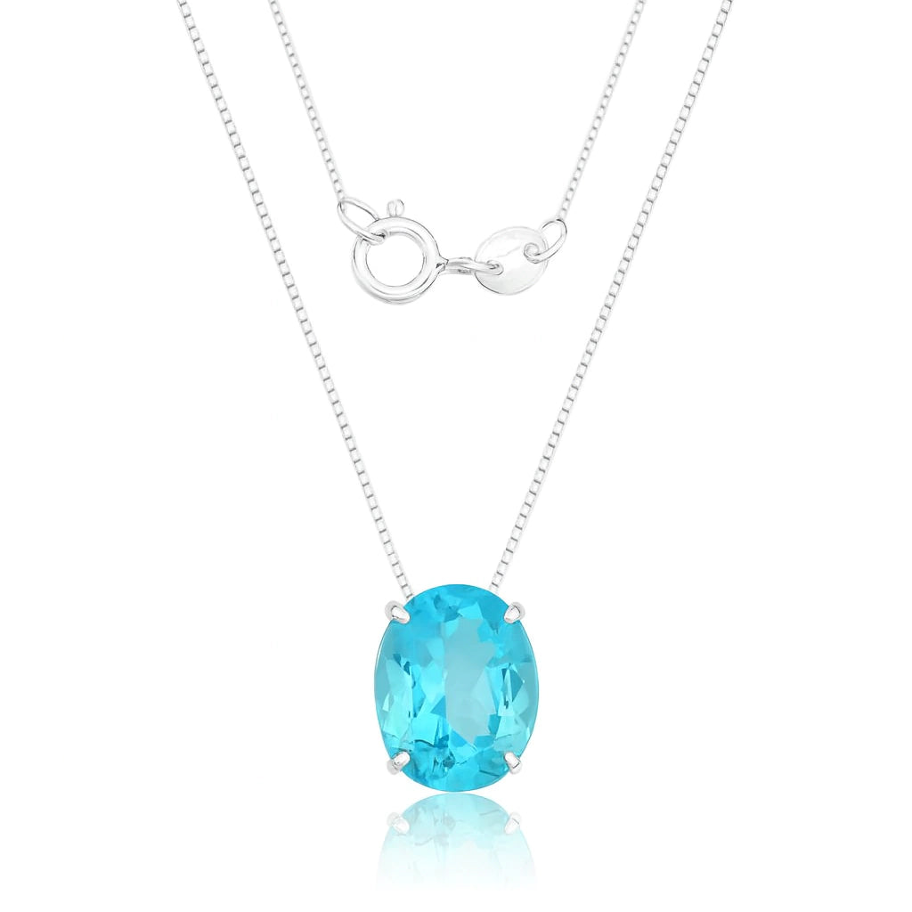 Collar de plata de ley 925 con circonitas ovaladas, 45 cm