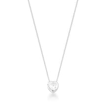 Collar de corazón de plata con punto de luz, 45 cm