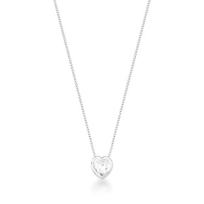 Collar de corazón de plata con punto de luz, 45 cm