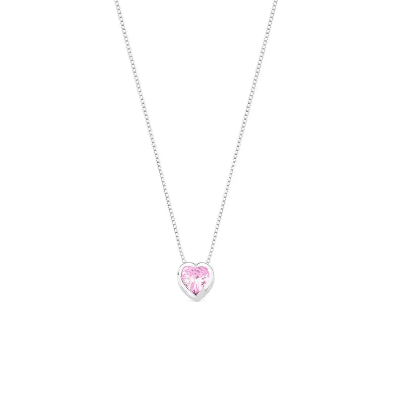 Collar de corazón de plata con punto de luz, 45 cm