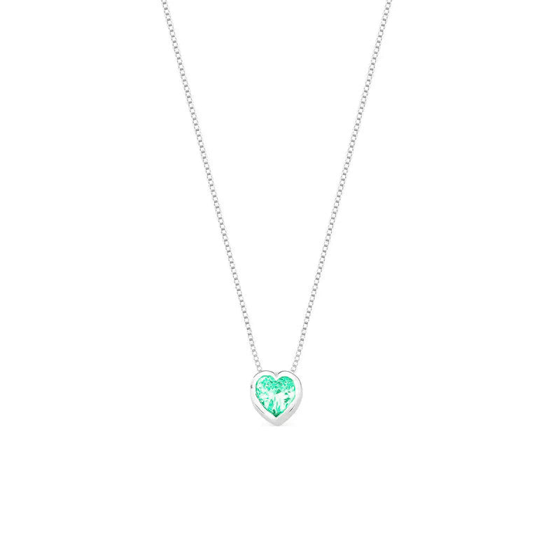 Collar de corazón de plata con punto de luz, 45 cm