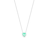 Collar de corazón de plata con punto de luz, 45 cm