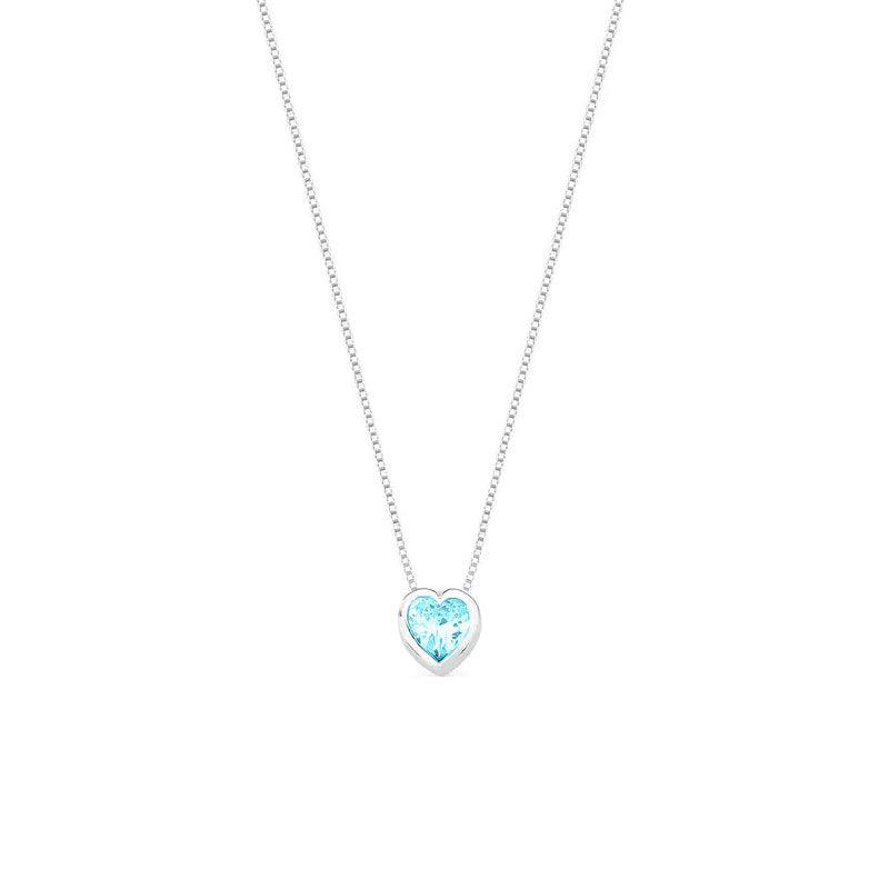 Collar de corazón de plata con punto de luz, 45 cm