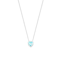 Collar de corazón de plata con punto de luz, 45 cm