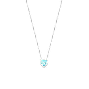 Collar de corazón de plata con punto de luz, 45 cm