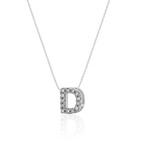 Collar de plata con letra inicial, adornado con circonitas, 45cm.