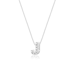 Collar de plata con letra inicial, adornado con circonitas, 45cm.