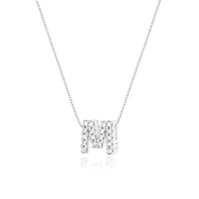 Collar de plata con letra inicial, adornado con circonitas, 45cm.