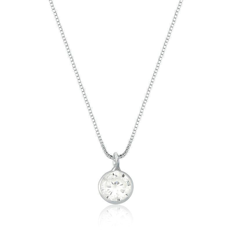 Collar de plata con circonita cúbica, 45 cm
