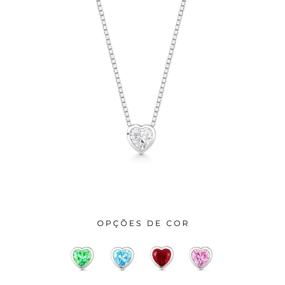 Collar de corazón de plata con punto de luz, 45 cm