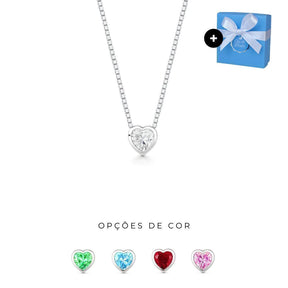 Collar de corazón de plata con punto de luz, 45 cm