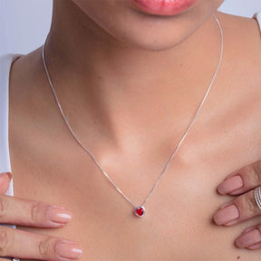 Collar de corazón de plata con punto de luz, 45 cm