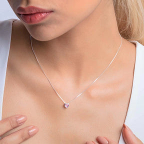 Collar de corazón de plata con punto de luz, 45 cm