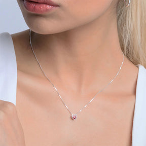 Collar de corazón de plata con punto de luz, 45 cm