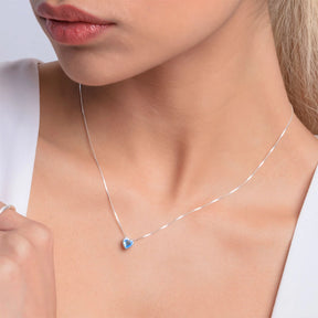 Collar de corazón de plata con punto de luz, 45 cm