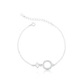 Pulsera de plata con círculo de piedras y una única gema, 20cm.