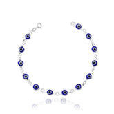 Pulsera de plata con ojo malvado azul oscuro de 18 cm