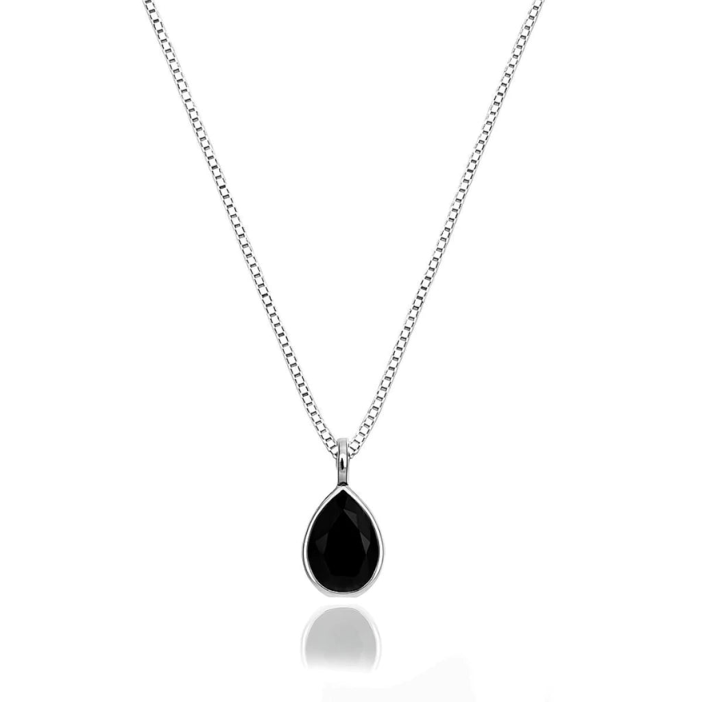 Collar de plata con gota de circonita de 12 mm, 45 cm