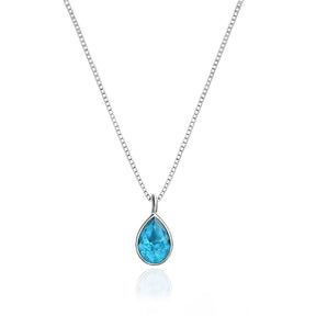 Collar de plata con gota de circonita de 12 mm, 45 cm