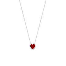 Collar de corazón de plata con punto de luz, 45 cm