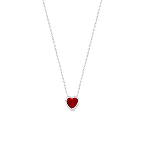Collar de corazón de plata con punto de luz, 45 cm