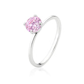Anillo solitario de plata con circonita rosa